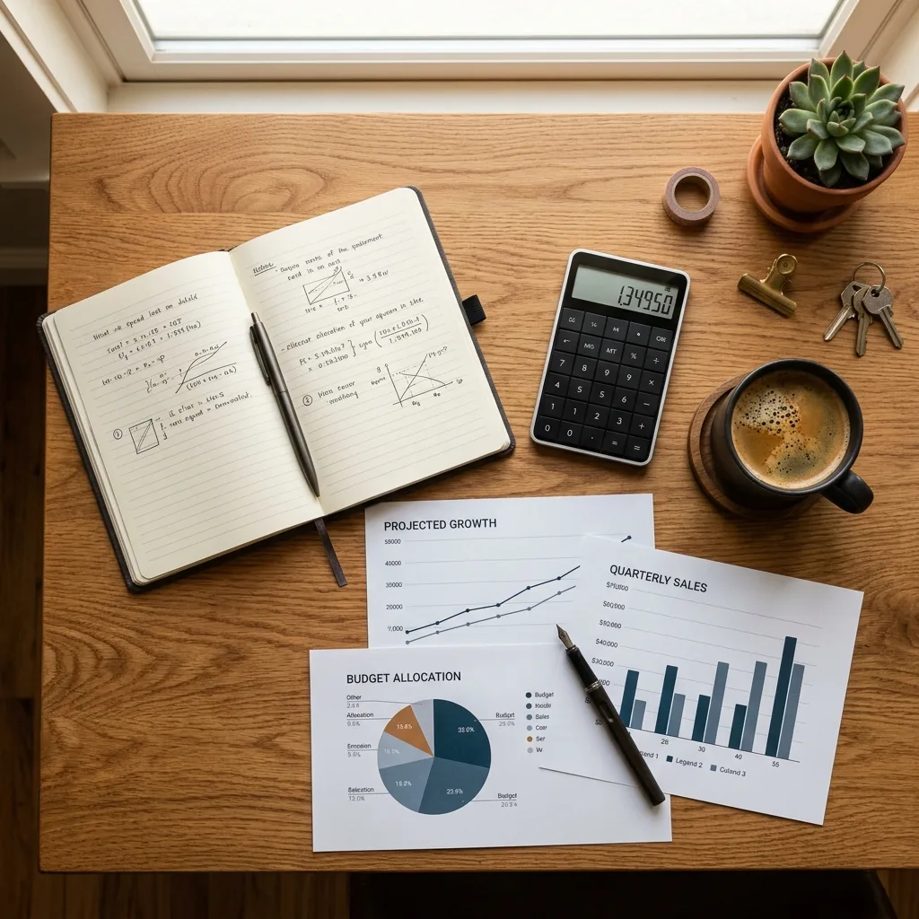 An adult learner uses a calculator and weekly planner to work through training costs.